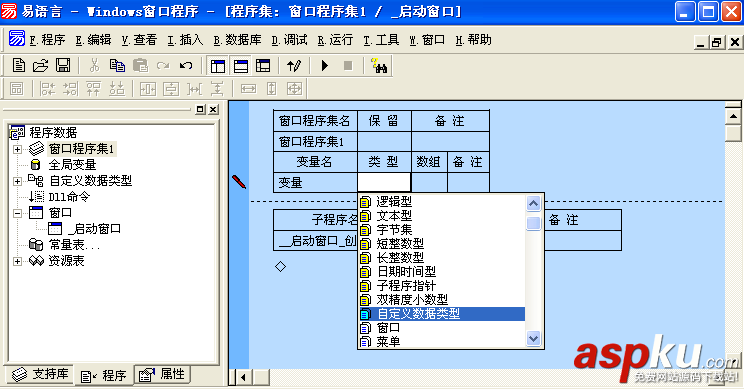 易語言,自定義,數據類型